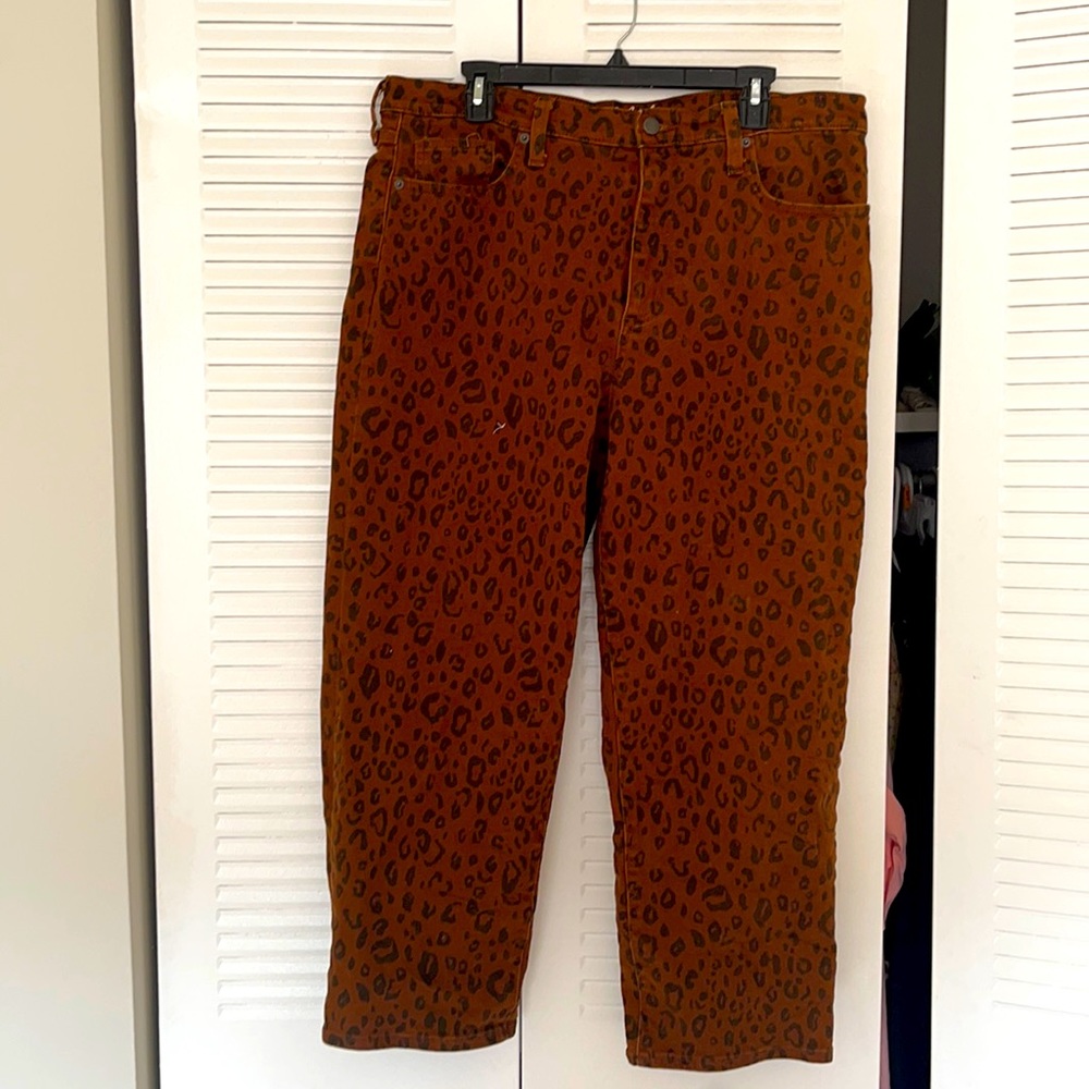 Leopard straight leg jeans